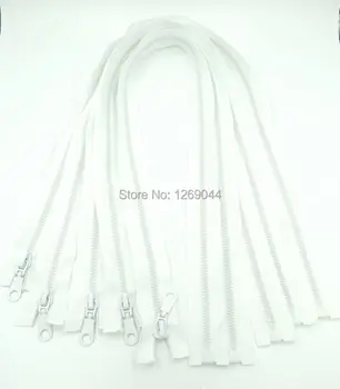 10 ks 70 cm 5# White Živice Zips Dole Bundu /Kabát Zips Otvorený koniec Zips Odevné Doplnky