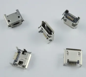 10 Ks Micro USB Typ B Ženské 5 Pin DIP Zásuvky pre nabíjačku 4 Nohy