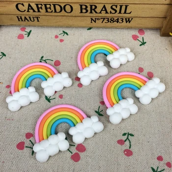 10 Ks Ploché Späť Hliny Cabochon Miniatúrne Rainbow DIY Flatback Scrapbooking Príslušenstvo Embellishment Pre Telefón Prípad:37*52mm