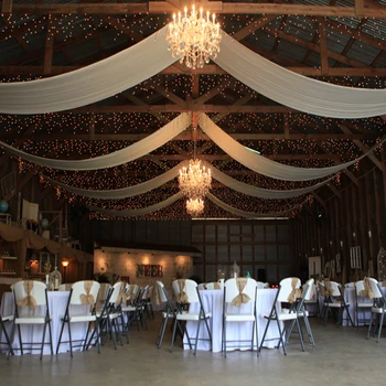 10 ks stropné závesy svadobné udalosti, party dekorácie rúško baldachýn závesy ploché textílie pre strechy 2ftx32ft