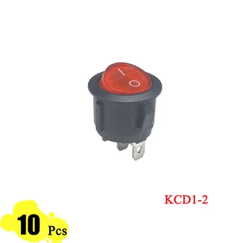 10 ks/veľa KCD1-2 23 mm LED Okrúhle Tlačidlo SPST 3PIN modul Snap-in ON/OFF Pozícia Modulu Lode Kolískový spínač so svetlom 6A/250V Medi