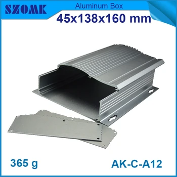 10 ks/veľa prášková vrstva Zvlnený tvar hliníkové distribučný box 45(H)x138(W)x160(L) mm zosilňovač šasi eletronicos