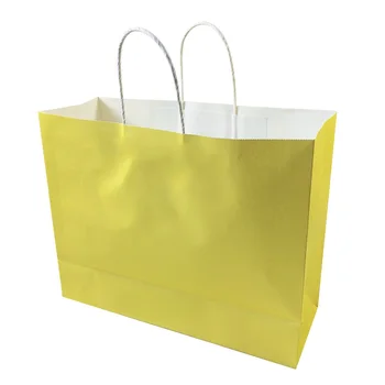 10 Ks/veľa Žltá Kraft papier darčekové Tašky S Rukoväťou 2 Veľkosť voliteľné pre dary, strán, svadby, baby sprcha obchody doprava zadarmo