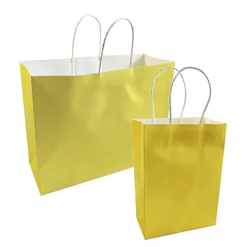 10 Ks/veľa Žltá Kraft papier darčekové Tašky S Rukoväťou 2 Veľkosť voliteľné pre dary, strán, svadby, baby sprcha obchody doprava zadarmo