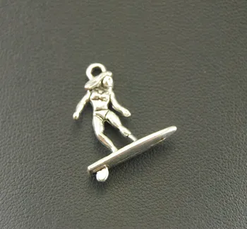 10 Ks Zliatiny Antique Silver Surfer zobrazili kľúčové tlačidlá ( Obojstranný A 3D ) Hodí Náramky Šperky Čo 19x18mm A844
