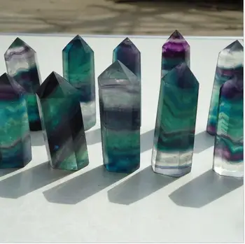 10 Malé Pekné Prírodné Zelená Modrá Fialová Fluorite Crystal Ukončiť Bod Uzdravenie z Číny Wholesales