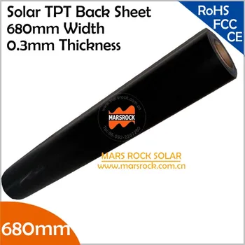 10 meter/veľa Veľkoobchod Black TPT Solárne Späť List, 680mm Šírky 0,3 mm Hrúbky, Čierna Späť List Solárny Panel Vrstveného Materiálu