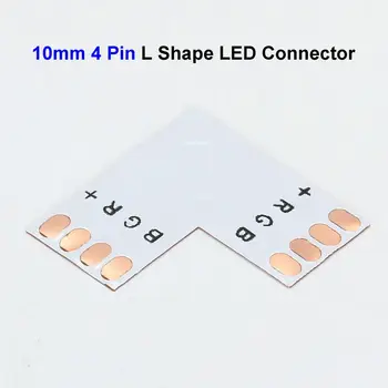 10 mm 4 Pin 5050 LED Pásy Konektor Adaptéra Tvaru L Pre SMD 5050 5630 RGB LED Pás Svetla Žiadne Spájkovanie