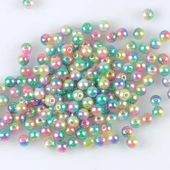 10 mm 50pcs Zmiešať Pearl Korálky Akryl Dištančné Loptu Okrúhle Korálky Nosenie Šperkov Ručné DIY 2017 Nové YKL0555-10X