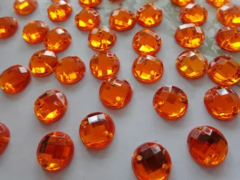 10 mm Kolo flatback 300pcs Šiť na drahých kameňov Oranžová farba kamienkami Acryl crystal kamienkami diamond ručné šitie korálky