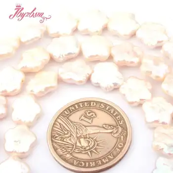 10 mm Mince Kvet Biely Sladkovodné Perly Prírodného Kameňa Korálky Pre DIY Náhrdelník Šperky Čo Dištančné Strand 14.5