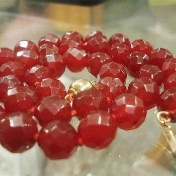 10 mm červenou tvárou okrúhle korálky náhrdelník z prírodného kameňa chalcedony jades semi-drahé veľkoobchodné ceny strany šperky 18-palcové MY4155