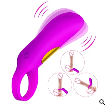 10 Rýchlosť Nepremokavé USB Nabíjanie Mužský Penis Krúžok Orgazmus Masáž Vibrátorom Oneskorenie Trvajúce Vibrátor Penis Krúžok Sexuálne Hračky pre Mužov O1