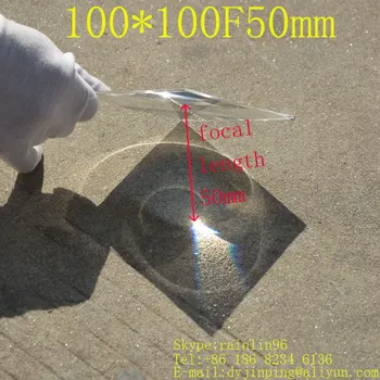 100*100 MM Námestie Fresnelove Šošovky Ohnisková vzdialenosť 50 mm,Koncentrované zosilnenie,Optická priepustnosť 90%,zväčšenie 4-5 krát