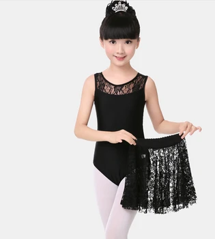 100-160 cm Kid Deti balet dance trikot letné hot predaj nové módne Čierne čipky Dievčatá sukne čipky telo vyhovovali exerise oblek