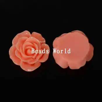 100 Ks Oranžové Ruže Kvet Živice Flatback Cabochon Zápisník Dekorácie DIY /Obuv Embellishment 15 mm Dia(W05999 X 1)