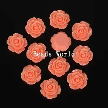 100 Ks Oranžové Ruže Kvet Živice Flatback Cabochon Zápisník Dekorácie DIY /Obuv Embellishment 15 mm Dia(W05999 X 1)