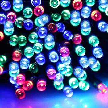 100 LED Vonkajšie Teplá Biela Solárne Lampy LED Reťazec Svetlá Víla Sviatok Vianočný Večierok Girlandy Solárne Záhradné Nepremokavé Svetlá