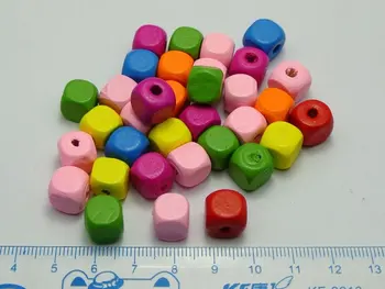 100 Zmiešané Jasné Candy Farby 10 mm Kocky Drevené Korálky~Drevené Korálky