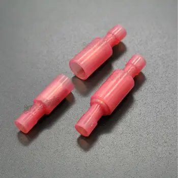 100 Červených 22-16 Rozchod Plne Izolované Nylon Bullet Konektory Drôtené Svorky Kamaráti mužskej & žena doprava zadarmo