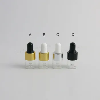1000 x 1ML Malé Sklenené Kvapkadla Fľaše Na Esenciálny Olej Parfum malé prenosné Ampulky 1 CC Mini Parfum Drop Kontajnerov
