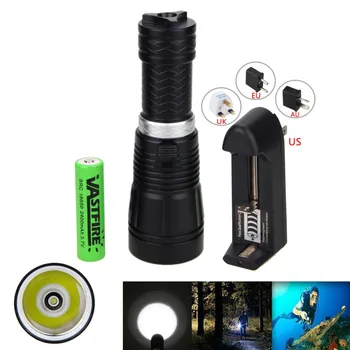 10000LM Black Lanterna XML-T6 LED Baterka do 100 m pod vodou, Potápanie Pochodeň Svetla s 18650/26650 Batérie a Nabíjačky