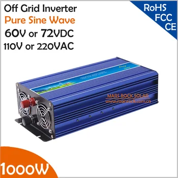 1000W Off Grid Invertor pre 60V/72VDC Batérie, Poistky Výkon 2000W Čistá Sínusová Vlna Invertor napájanie na 110V/220VAC Applianeces