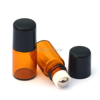 100ks 2ml prejdite na kolieskových fľaše pre esenciálne oleje roll-on naplniteľné parfum fľašu dezodorant kontajnerov s čiernym viečkom