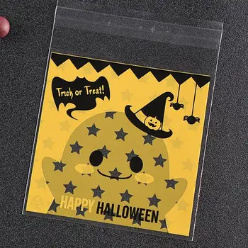 100ks 3 Vzory Halloween Dekorácie Plastové Cookie Balení Taška Samolepiace Biscuit Taška 10*10 cm