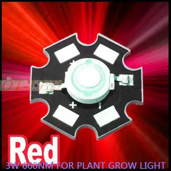 100ks 3w tmavo Červená 660nm EPILEDS LED Svetlo Vysielač Žiarovka Časť Dióda Pre Rastliny Rastú S 20 mm / 16 mm Doska plošného spoja