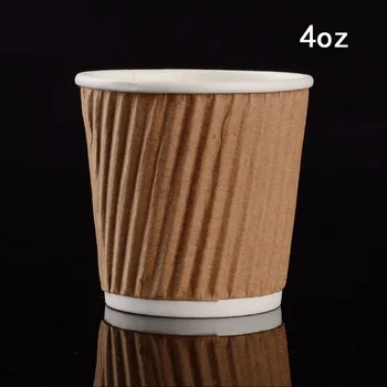 100ks 4 oz 100ml Kraft Tripple Zvlnenie stenu jednorazové papierové kávové šálky, poháre, teplé nápoje, vlnitý papier poháre