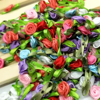 100ks Mix farieb stuha rose ručné kvety odev dodávky šitie appliques diy príslušenstvo svadobné dekorácie A419