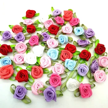100ks Mix farieb stuha rose ručné kvety odev dodávky šitie appliques diy príslušenstvo svadobné dekorácie A419