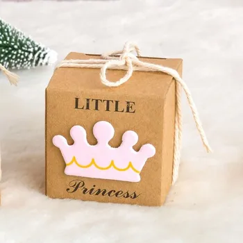 100ks Princezná a Princ Kraft Prospech Poľa Ako Narodeniny Dieťa Sprcha Strany Candy Boxy Taška Nové Chlapca a Dievčatá Prospech Darčeky Balenie