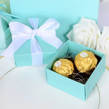 100ks Romantickú Svadbu Prospech Tiffany Modrý Papier Candy Box DIY Candy Cookie Darčekové Krabice Svadobné Party Candy Dodávky