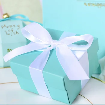 100ks Romantickú Svadbu Prospech Tiffany Modrý Papier Candy Box DIY Candy Cookie Darčekové Krabice Svadobné Party Candy Dodávky
