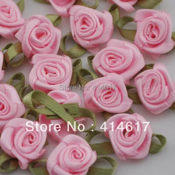 100ks Saténová Stuha Kvety Luky Rose Šitie Svadobných Appliques U vybrať A039