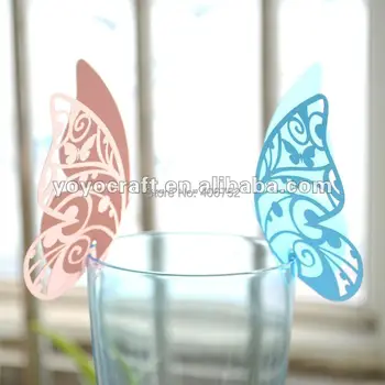 100ks Svadobné Miesto Karty pre Wine Glass Laserom Rezané Butterfly Svadobné Zdvorilosti Miesto Držiteľa Karty