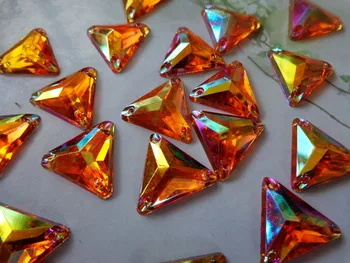 100ks tvaru trojuholníka 14 mm drahých kameňov šiť na kamienkami oranžová farba kryštálov flatback šaty príslušenstvo