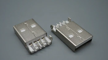 100ks USB muž Umývadlo rada dátový USB rozhranie plug SMD pätica 180 stupňov 4Pin Ohýbať nohy čierna/biela guma S pevnými stĺpec