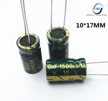 100ks/veľa 10v 1500UF 10*17 vysoká frekvencia nízka impedancia hliníkové elektrolytický kondenzátor 1500uf 10v