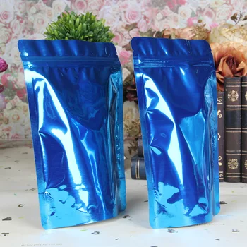 100KS/Veľa 14*20 cm modrá Zips Hliníkovej Fólie Uzatvárateľnom Ventil Package Vrecia s potravinami Káva, Orechy, Prášok Pack Tašky