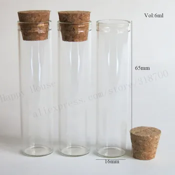 100ks/veľa 6ml mini číre sklo trubice s drevenými korku,6cc malé sklenené vzorky Ampulky 0.6 ml, 1 ml do 1000ml je k dispozícii