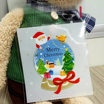 100KS/Veľa Mini Vianočný Crystal Ball Deti Darčekové Tašky Cookies Balení Taška Svadobné Pečieme Koláčiky Šperky Biscuit Plastové Tašky