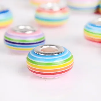 100ks/veľa Rainbow 14*8 mm Robustný Prekladané Živice Korálky pre LGBT Gay Pride Náhrdelník a Náramok Veľký Otvor Dištančné Nosenie Šperkov Tvorby