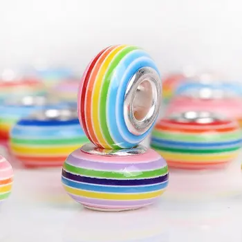 100ks/veľa Rainbow 14*8 mm Robustný Prekladané Živice Korálky pre LGBT Gay Pride Náhrdelník a Náramok Veľký Otvor Dištančné Nosenie Šperkov Tvorby