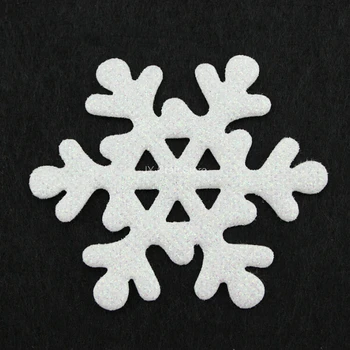 100ks/veľa VEĽKÝ Biely Lesk Cítil Snowflake Patch Textílie Nášivka Edelweiss 65mm Festival Dekor, DIY Funguje ,Vianoce, výzdoba