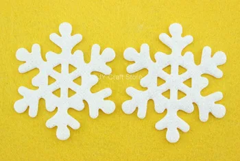 100ks/veľa VEĽKÝ Biely Lesk Cítil Snowflake Patch Textílie Nášivka Edelweiss 65mm Festival Dekor, DIY Funguje ,Vianoce, výzdoba