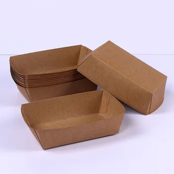 100ks Č. 4 hot dog/BBQ kraft papier loď boxs/zásobník papiera,Eco Friendly Vyprážané Kuracie Popcorn Dezert Box,potraviny balík pre strán