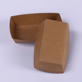 100ks Č. 4 hot dog/BBQ kraft papier loď boxs/zásobník papiera,Eco Friendly Vyprážané Kuracie Popcorn Dezert Box,potraviny balík pre strán